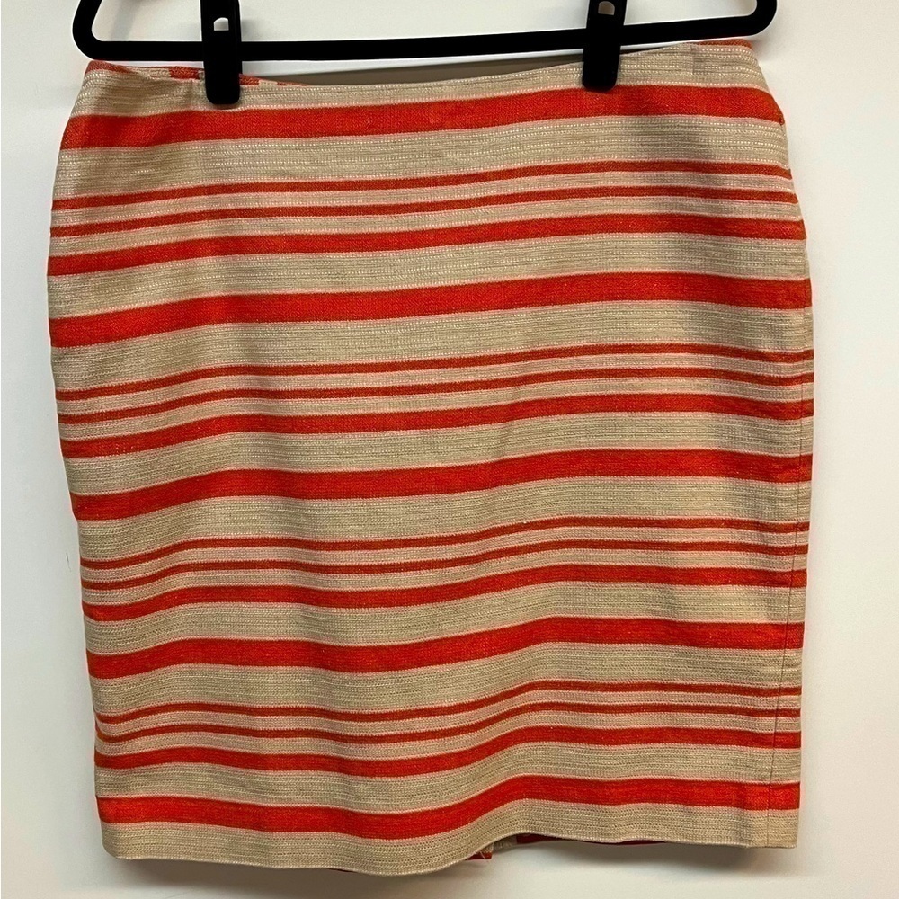 Talbots Orange Striped Pencil Skirt - Linen & Cotton Blend. Size 14P.
